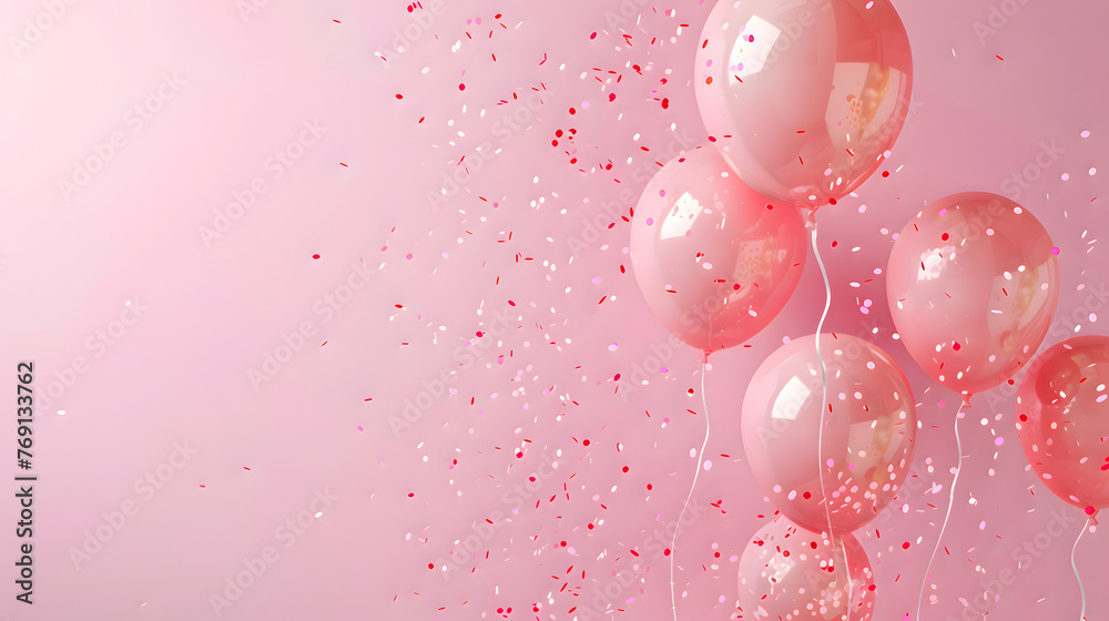 Pink balloons composition background - Celebration design banner Pink balloons composition background - Celebration design banner