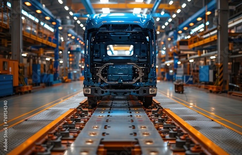 truck body manufacturing factory, assembly line, truck car assembly industry © Beny