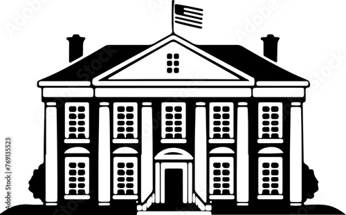 Silhouette of a prominent government building, recognizable as a symbol of federal authority and governance, perfect for political themes.