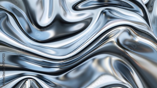abstract fluid metal background with smooth lines and waves, computer generated images