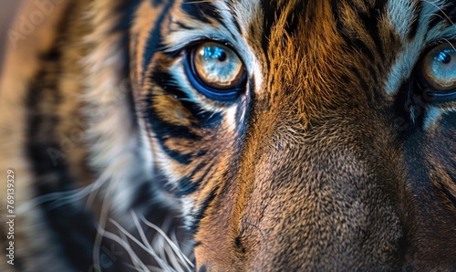 Close-up of a captive Bengal-Siberian tiger