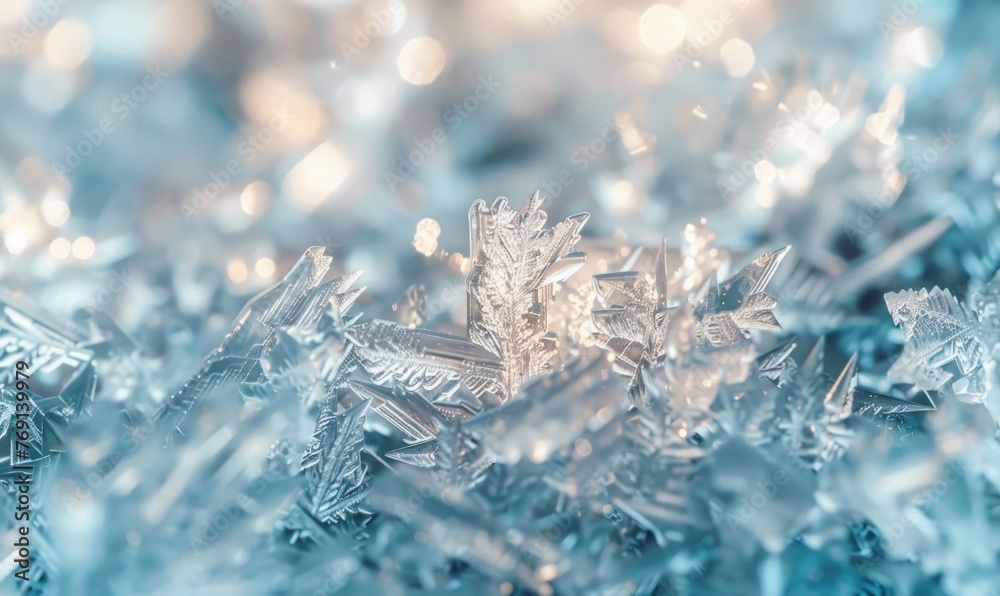 Close-up of intricate ice formations on the surface of a frozen lake Close-up of intricate ice formations on the surface of a frozen lake