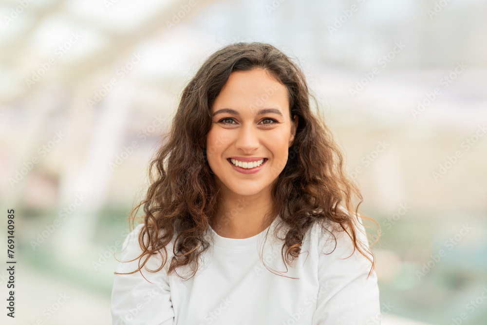 Close-up of a smiling woman's face