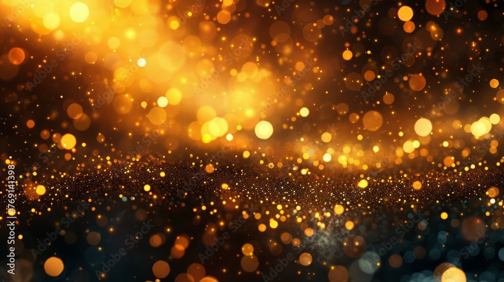 Abstract Yellow Dust and Glitter Bokeh Illustration with Glow and Flare Generative AI