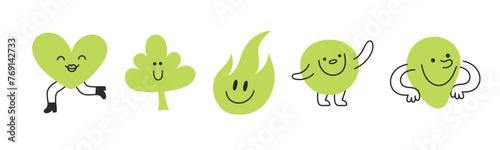 Vector logo design template and graphic elements for advertising, branding, posters and banners, funny cartoon illustrations with smiling character and mascots, abstract stickers and line icons.