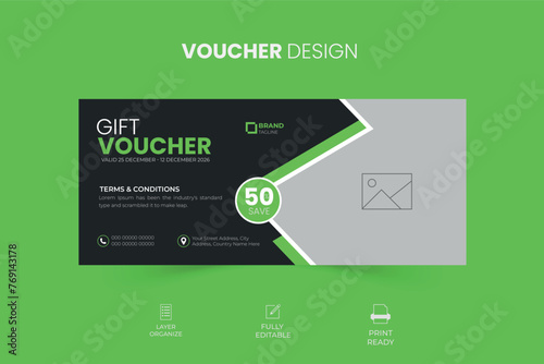 Gift voucher card design template, modern discount coupon vouchers for shopping, fashion background design, creative voucher banner for gift and shopping.