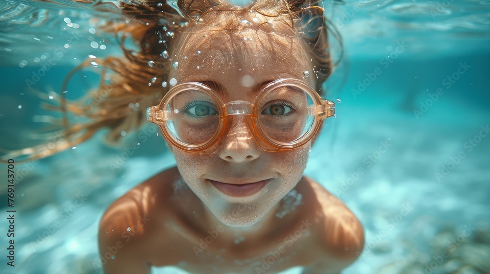 Summer Splash: Kid Enjoying Swim and Dive in Pool