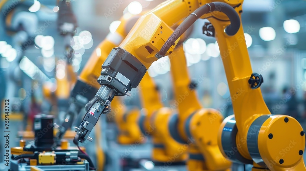 Automated Assembly: Robot in Industrial Production Line Automated Assembly: Robot in Industrial Production Line