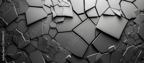 Monochrome abstract backdrop with fractured glass pieces and mosaic design. photo