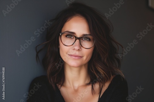 A confident woman with glasses photo