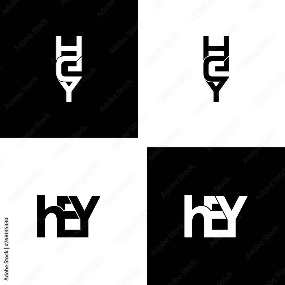 hey lettering initial monogram logo design set hey lettering initial monogram logo design set