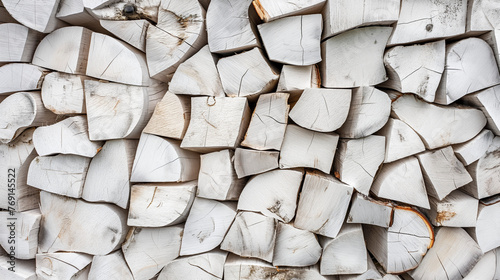 Catasta di legno bianco, betulla photo