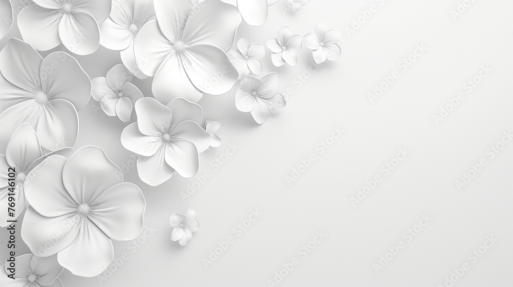 Naklejka premium Sfondo bianco con fiori bianchi