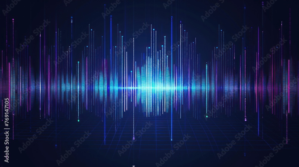 Light oscillating sound waves, abstract technology background. Vector. black background. Light oscillating sound waves, abstract technology background. Vector. black background.