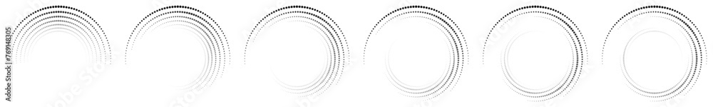 LIGNES DE POINTS RONDS EN FORME DE SPIRALES DEMI-TEINTES AVEC DÉGRADÉ