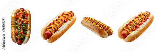 Set of a hot dogs on a transparent background