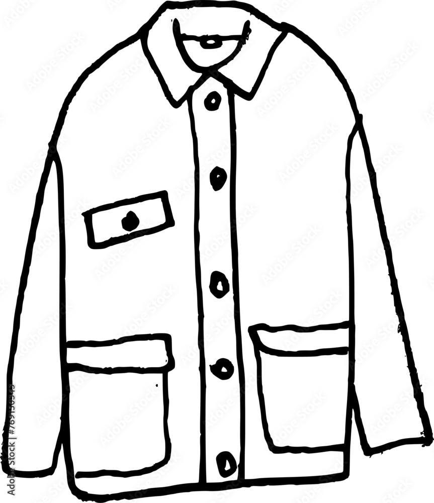 Woman clothes hand drawn doodle vector illustration. Denim jacket Woman clothes hand drawn doodle vector illustration. Denim jacket