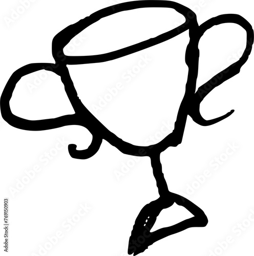 Diverse sports hand drawn vector illustration. Winner Cup