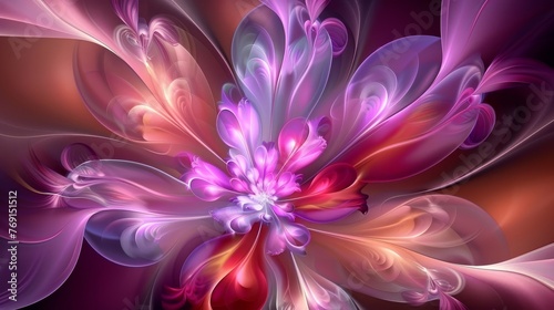 a computer generated image of a flower with pink and purple petals in the middle of the petals and petals in the middle of the petals.