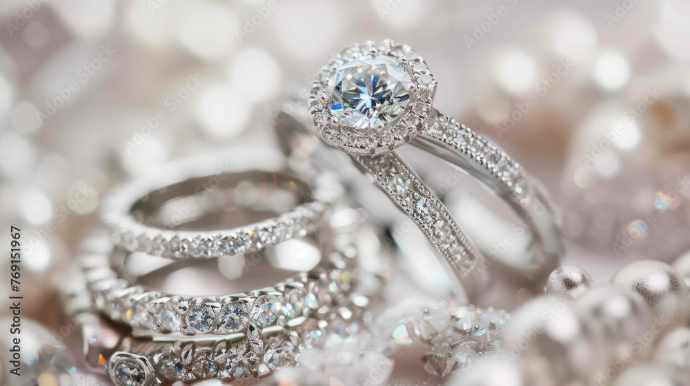 Bridal wedding rings, gold rings blurred white background Bridal wedding rings, gold rings blurred white background