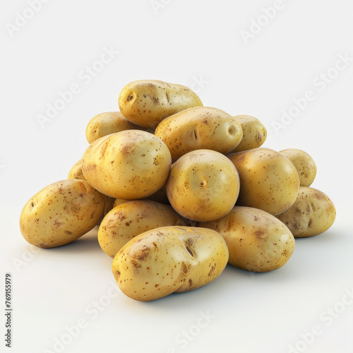 a lots of potato, white background