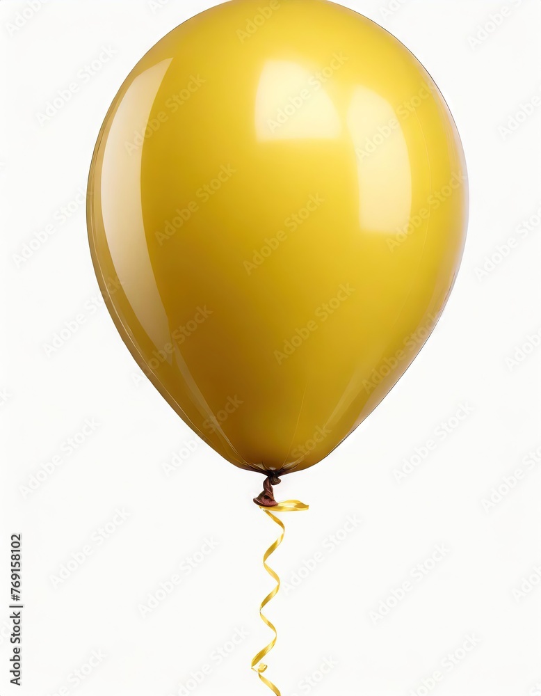 Single Yellow Balloon on White Background