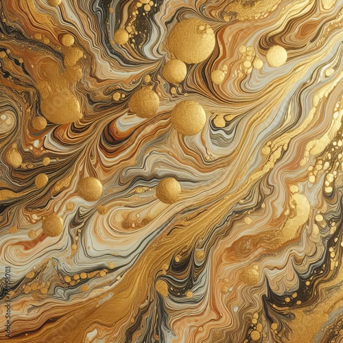 Elegant Gold Marbling Fluid Art Textured Background