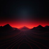 dark background illustration with red fluorescent lines, in the style of realistic red skies, rollerwave