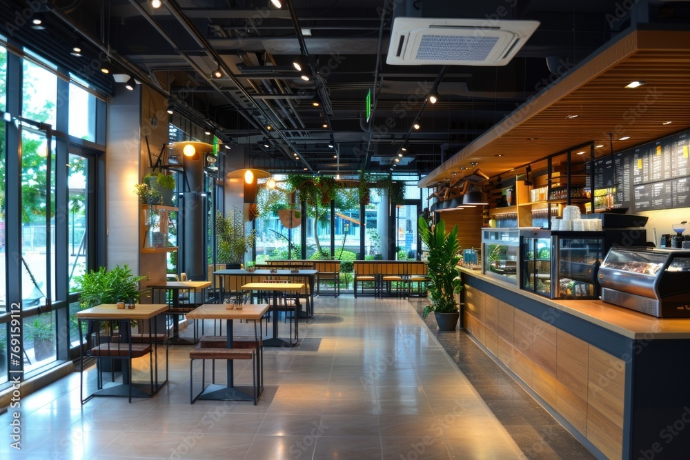 Modern empty cafe interior