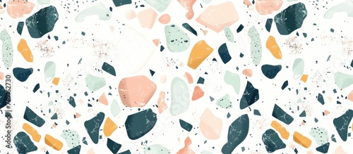 Terrazzo seamless pattern with various natural stones and classic flooring texture.