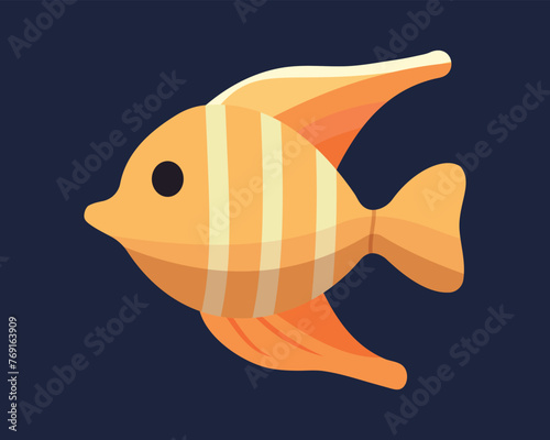 Yellow sea fish. Aquarium fish. Character in flat style. Vector illustration.