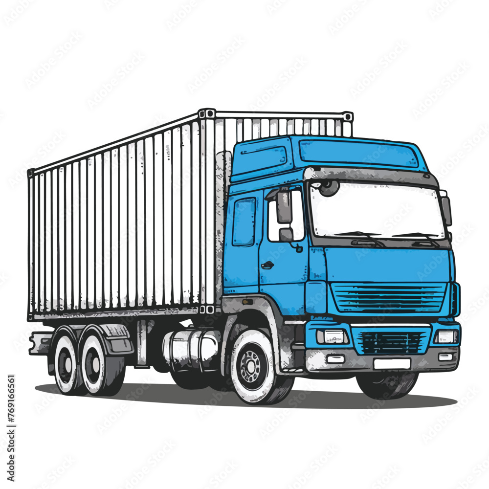 Truck container shipping cargo outline cartoon 