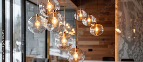 Interior lighting with transparent design, pendant chandelier