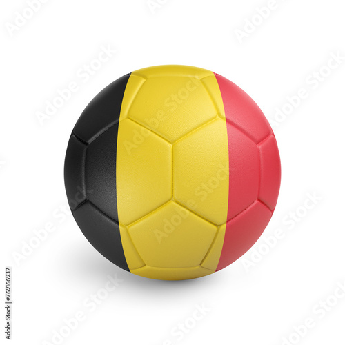 Soccer ball with Belgium team flag  isolated on white background