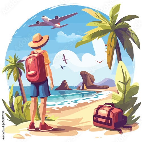 Vacation and travel cartoon vector illustration iso