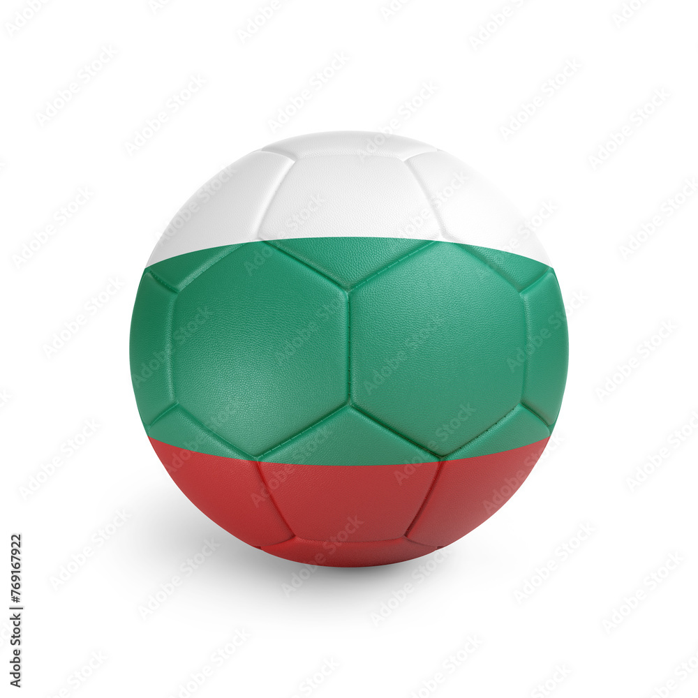 Soccer ball with Bulgaria team flag, isolated on white background