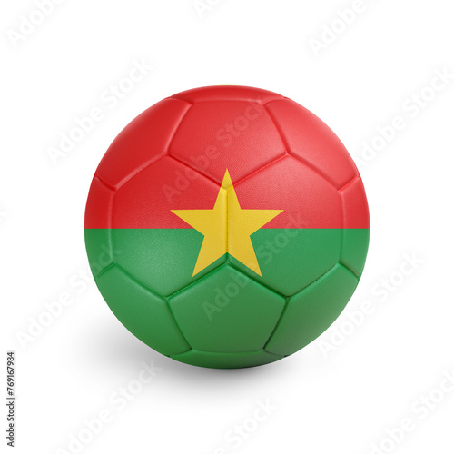 Soccer ball with Burkina Faso team flag  isolated on white background