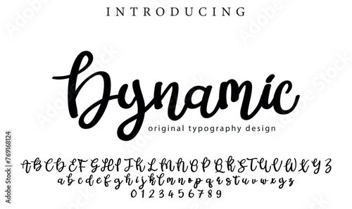 Dynamic Font Stylish brush painted an uppercase vector letters, alphabet, typeface photo