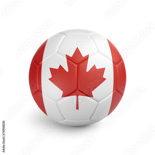 Canvas Print Soccer ball with Canada team flag, isolated on white background