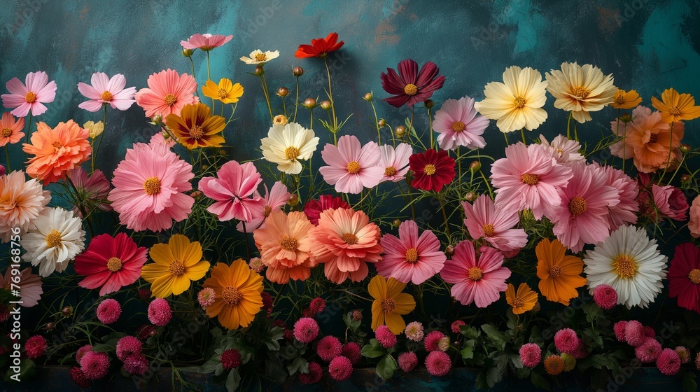 Background of colorful blossoming flowers