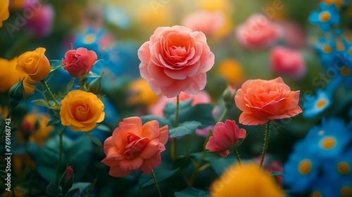 Background of colorful blossoming flowers