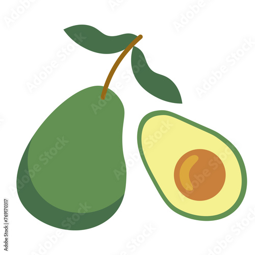 color isolated avocado fruit in flat style in vector. image of natural healthy eco food.template for logo sticker poster print decor design