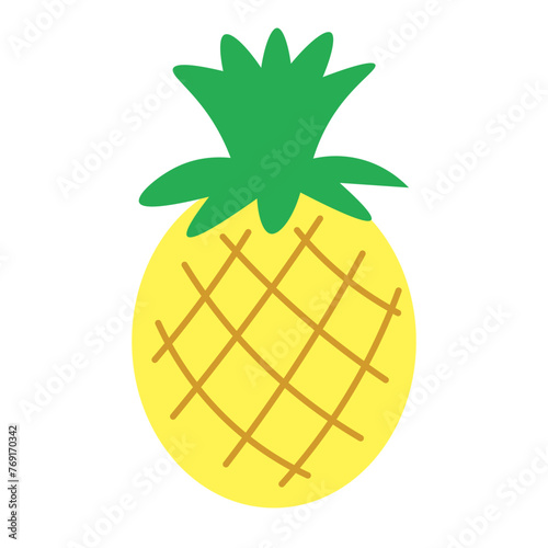 color isolated fruit pineapple in flat style in vector. image of natural healthy eco food.template for logo sticker poster print decor design