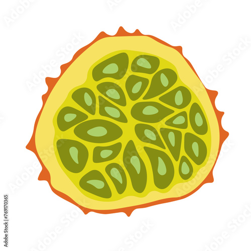 color isolated kiwano fruit in flat style in vector. image of natural healthy eco food.template for logo sticker poster print decor design