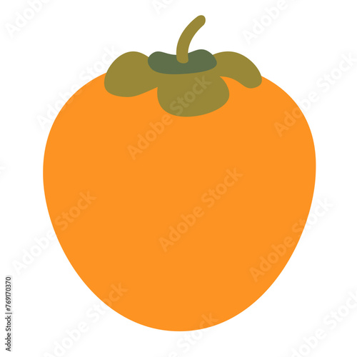 color isolated persimmon fruit in flat style in vector. image of natural healthy eco food.template for logo sticker poster print decor design