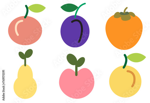 color isolated easy fruits collection in flat style in vector. image of natural healthy eco food.template for logo sticker poster print decor design
