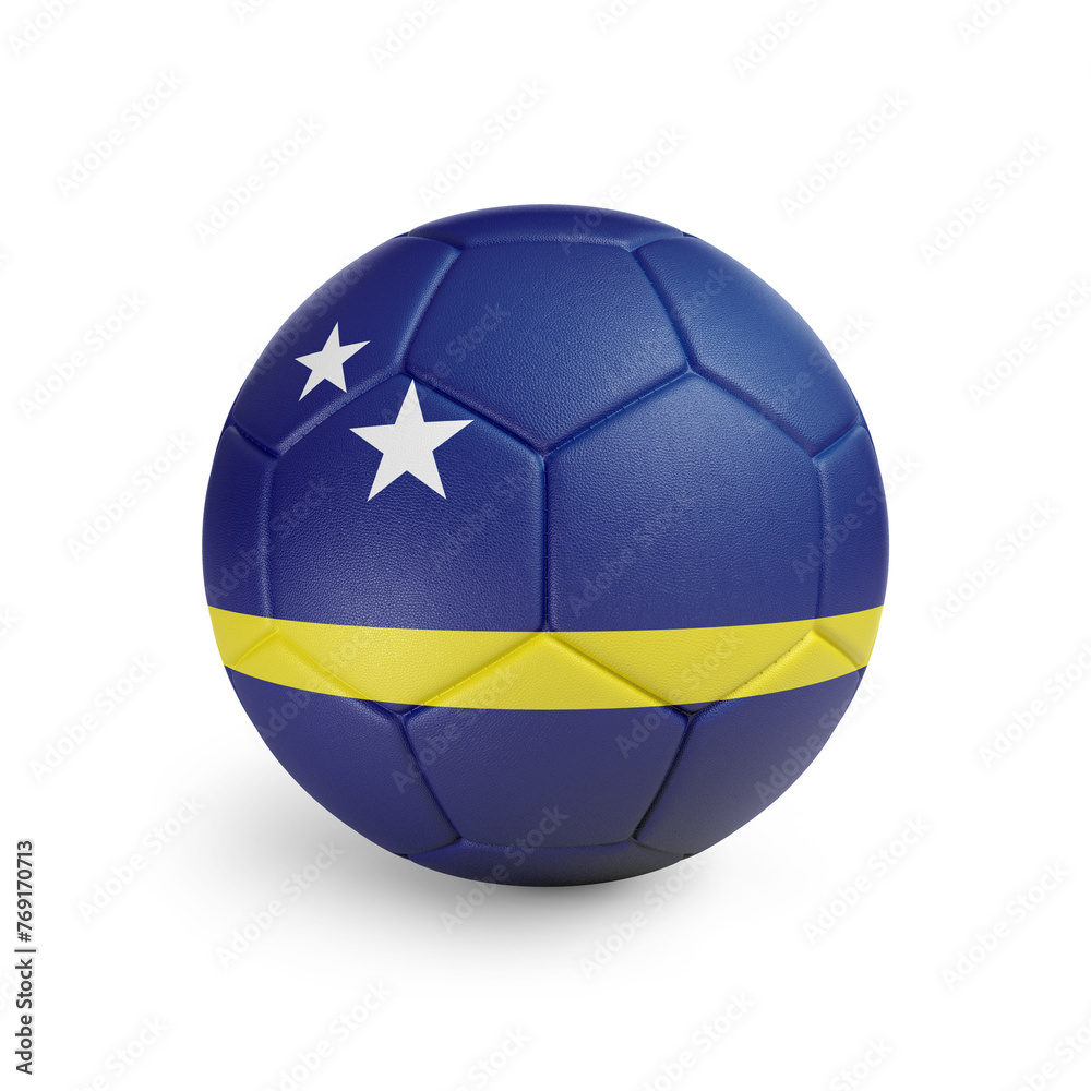 Fototapeta premium Soccer ball with Curaçao team flag, isolated on white background