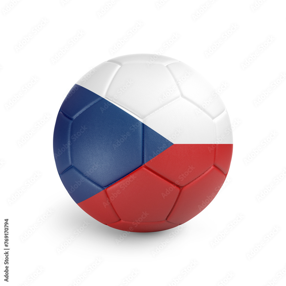 Soccer ball with Czech Republic team flag, isolated on white background Soccer ball with Czech Republic team flag, isolated on white background