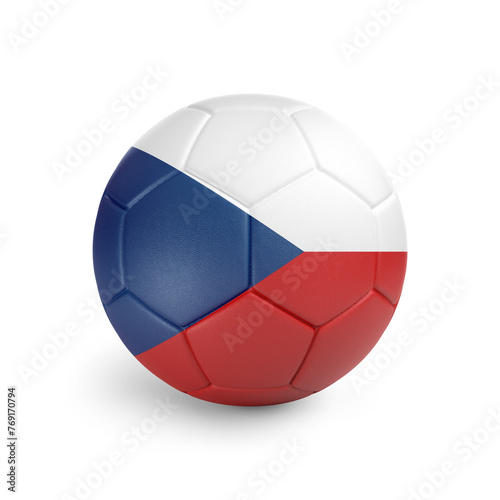 Soccer ball with Czech Republic team flag  isolated on white background