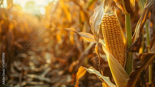 Corn on a cornfield - agriculture photo
